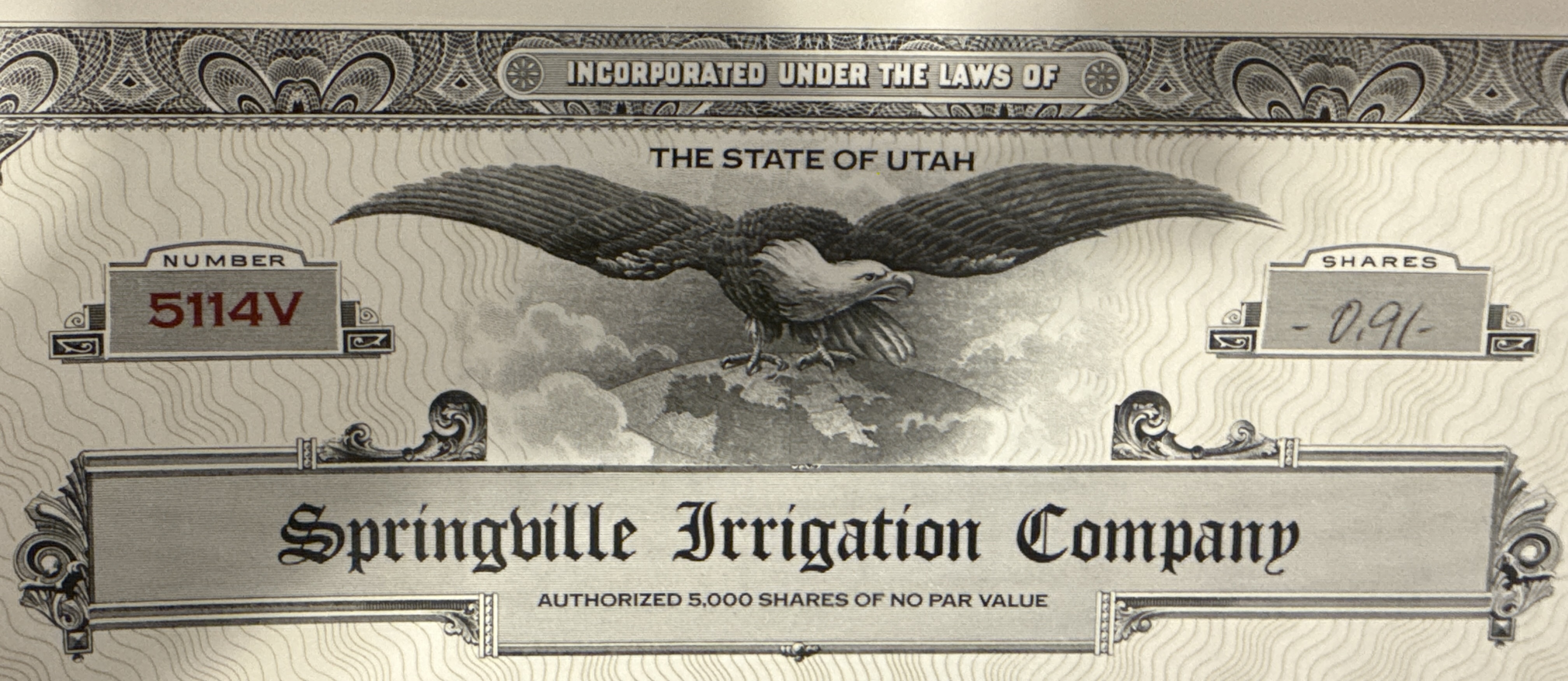 Springville Irrigation Shares for Sale - Buy 4.41 shares of Springville Irrigation